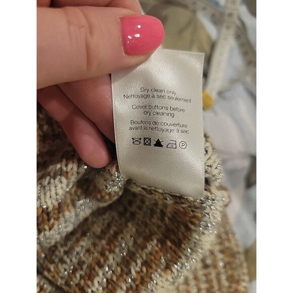 Veronica Beard Tahlea Mixed-Media Sweater in Army Multi Puff Sleeve Top Size M - Picture 10 of 10